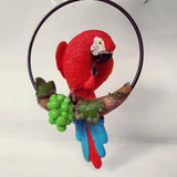Max Lifelike Hanging Artificial Parrot Statue Perch on Metal Ring Patio Decor