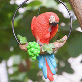 Max Lifelike Hanging Artificial Parrot Statue Perch on Metal Ring Patio Decor