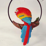 Max Lifelike Hanging Artificial Parrot Statue Perch on Metal Ring Patio Decor