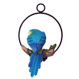 Max Hanging Parrot Statue Sculpture On Iron Round Ring  B