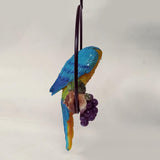 Max Hanging Parrot Statue Sculpture On Iron Round Ring  B