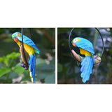 Max Hanging Parrot Statue Sculpture On Iron Round Ring  B