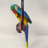 Max Hanging Parrot Statue Sculpture On Iron Round Ring  B