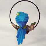 Max Hanging Parrot Statue Sculpture On Iron Round Ring  B