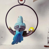 Max Hanging Parrot Statue Sculpture On Iron Round Ring  E