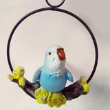 Max Hanging Parrot Statue Sculpture On Iron Round Ring  E