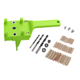 Max Quick Doweling Jig Pocket Hole Jig Locator with Drill Bit and Dowel Green