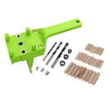 Max Quick Doweling Jig Pocket Hole Jig Locator with Drill Bit and Dowel Green
