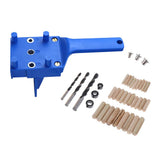 Max Quick Doweling Jig Pocket Hole Jig Locator with Drill Bit and Dowel Blue