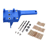 Max Quick Doweling Jig Pocket Hole Jig Locator with Drill Bit and Dowel Blue