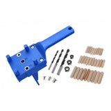 Max Quick Doweling Jig Pocket Hole Jig Locator with Drill Bit and Dowel Blue