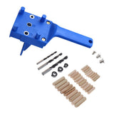 Max Quick Doweling Jig Pocket Hole Jig Locator with Drill Bit and Dowel Blue