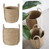 Max Natural Straw Woven Flower Pot Basket Green Plant Holder Cloth Hamper S