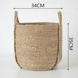 Max Natural Straw Woven Flower Pot Basket Green Plant Holder Cloth Hamper M
