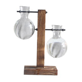 Max Test Tube Flower Vase Wooden Stand for Hydroponic Plant Stand with 2 Vase(A)