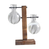 Max Test Tube Flower Vase Wooden Stand for Hydroponic Plant Stand with 2 Vase(A)