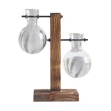 Max Test Tube Flower Vase Wooden Stand for Hydroponic Plant Stand with 2 Vase(A)