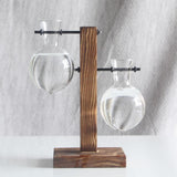 Max Test Tube Flower Vase Wooden Stand for Hydroponic Plant Stand with 2 Vase(A)