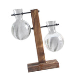 Max Test Tube Flower Vase Wooden Stand for Hydroponic Plant Stand with 2 Vase(A)