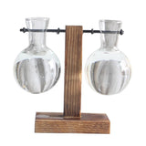 Max Test Tube Flower Vase Wooden Stand for Hydroponic Plant Stand with 2 Vase(B)