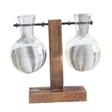 Max Test Tube Flower Vase Wooden Stand for Hydroponic Plant Stand with 2 Vase(B)