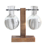 Max Test Tube Flower Vase Wooden Stand for Hydroponic Plant Stand with 2 Vase(B)