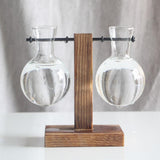 Max Test Tube Flower Vase Wooden Stand for Hydroponic Plant Stand with 2 Vase(B)