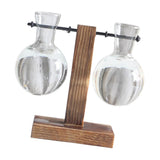 Max Test Tube Flower Vase Wooden Stand for Hydroponic Plant Stand with 2 Vase(B)