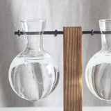 Max Test Tube Flower Vase Wooden Stand for Hydroponic Plant Stand with 2 Vase(B)