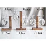 Max Test Tube Flower Vase Wooden Stand for Hydroponic Plant Stand with 2 Vase(B)