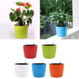 Max 7''Self Watering Planter with Water Level Gauge Decorative Flower Pot White