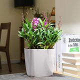 Max 7''Self Watering Planter with Water Level Gauge Decorative Flower Pot White