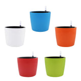 Max 7''Self Watering Planter with Water Level Gauge Decorative Flower Pot White