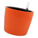Max 7''Self Watering Planter with Water Level Gauge Decorative Flower Pot Orange