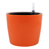 Max 7''Self Watering Planter with Water Level Gauge Decorative Flower Pot Orange