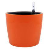 Max 7''Self Watering Planter with Water Level Gauge Decorative Flower Pot Orange