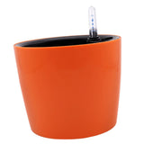 Max 7''Self Watering Planter with Water Level Gauge Decorative Flower Pot Orange