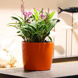 Max 7''Self Watering Planter with Water Level Gauge Decorative Flower Pot Orange