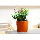 Max 7''Self Watering Planter with Water Level Gauge Decorative Flower Pot Orange