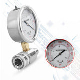 Max Maxb Stainless Steel Pressure Washer Gauge Kit, 3/8 Inch Quick Connect, 6000 PSI