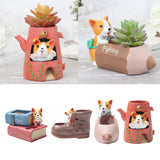 Maxbell Creative Resin Succulent Pot Garden Planter Corgi Figurine Home Decor Pencil