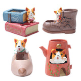 Maxbell Creative Resin Succulent Pot Garden Planter Corgi Figurine Home Decor Pencil