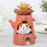 Maxbell Creative Resin Succulent Pot Garden Planter Corgi Figurine Home Decor Kettle