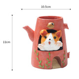 Maxbell Creative Resin Succulent Pot Garden Planter Corgi Figurine Home Decor Kettle