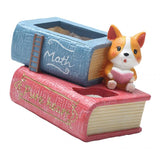 Maxbell Creative Resin Succulent Pot Garden Planter Corgi Figurine Home Decor Book