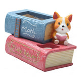 Maxbell Creative Resin Succulent Pot Garden Planter Corgi Figurine Home Decor Book