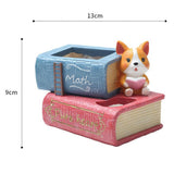 Maxbell Creative Resin Succulent Pot Garden Planter Corgi Figurine Home Decor Book