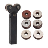 Maxbell 7pcs Steel Dual Wheel Knurling Tool Kit with 0.5mm 1mm 2mm Wheel Linear