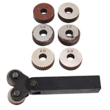 Maxbell 7pcs Steel Dual Wheel Knurling Tool Kit with 0.5mm 1mm 2mm Wheel Linear