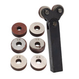 Maxbell 7pcs Steel Dual Wheel Knurling Tool Kit with 0.5mm 1mm 2mm Wheel Linear